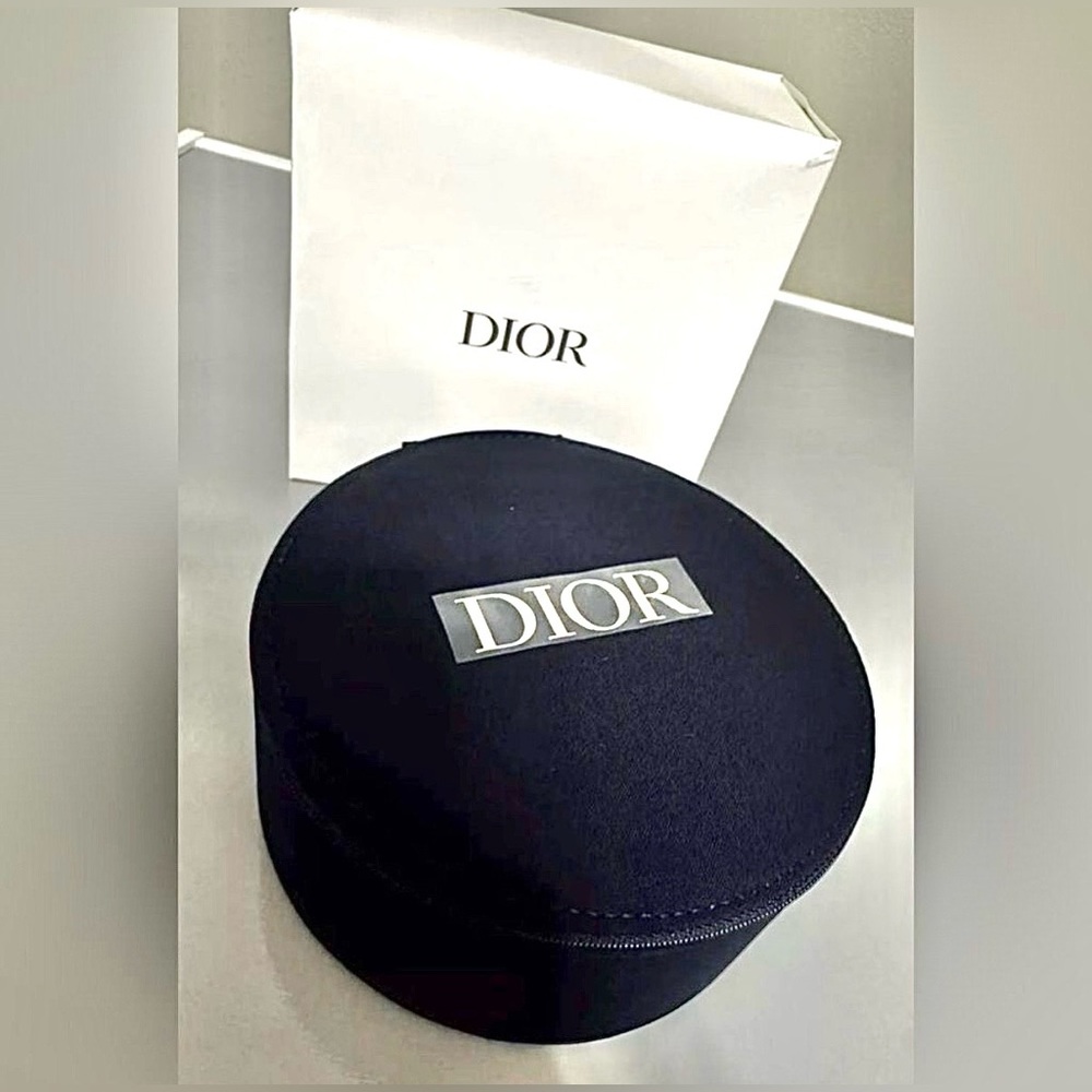 Dior Beaute Vanity Zip Round Cosmetic Makeup Mirror Case NEW IN BOX